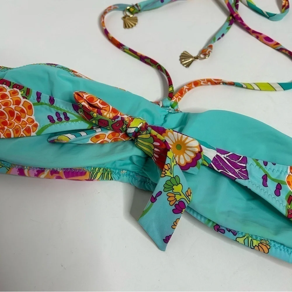 Trina Turk Colorful Floral Print Bikini Top
